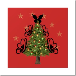 Butterflies and stars Christmas Tree Gorgeous Xmas T-Shirt Posters and Art